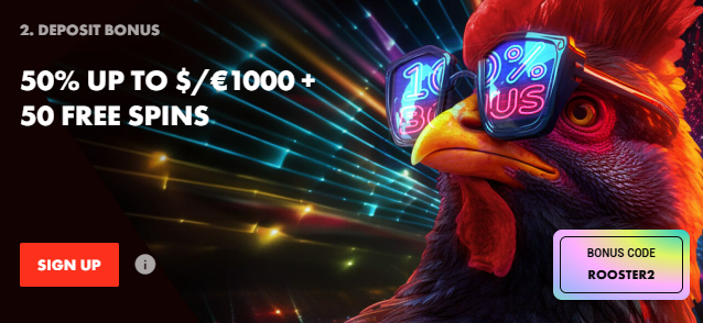 Rooster Casino Welcome package 2 Promotions